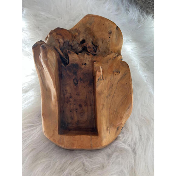 Vintage Hand-Carved Root Wood Sculpture Valet/Phone Dock/Bottle Organic Modern